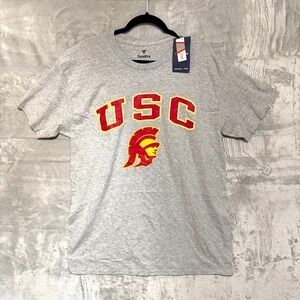 USC Trojans Short Sleeve Shirt Fanatics Mens Large Gray Red Gold Southern Cal